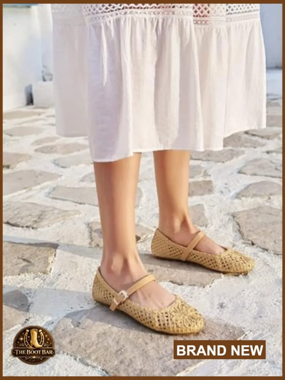Woven Mary Jane Ballet Flats with Memory Foam Insole, Adjustable Strap - Picture 2 of 7